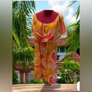 Abella Pink and Yellow Midi Dress